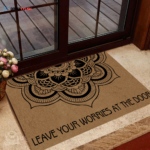 Yoga Doormat Leave Your Worry At The Door Indoor And Outdoor Doormat Warm House Gift Welcome Mat Birthday Gift For Yoga Lovers 1