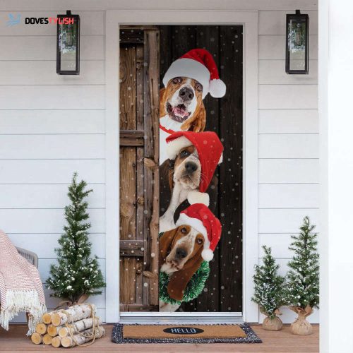 Basset Hound Christmas Door Cover Tmarc Tee