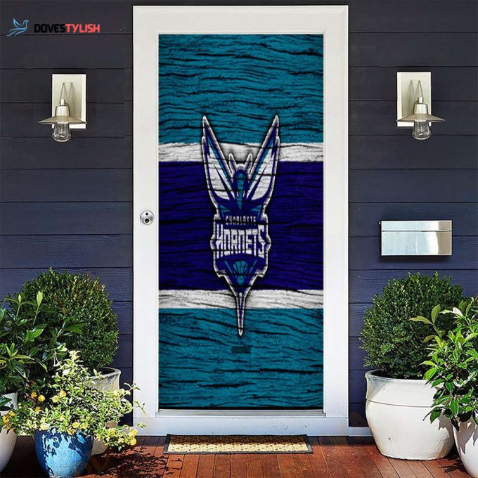 Charlotte Hornets Navy Blue Wood Gift For Fan 3D Full Printing Door Cover