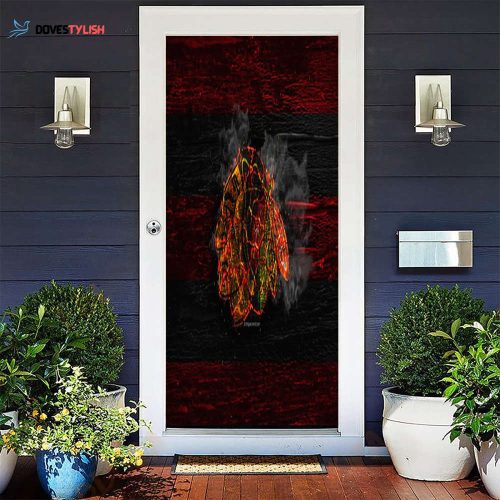 Chicago Blackhawks Emblem Wood Burning Gift For Fan 3D Full Printing Door Cover