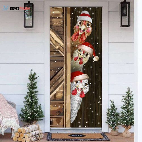 Chicken Christmas Door Cover Funny Chicken Owner Farmer Front Door Cover Christmas Home Decor