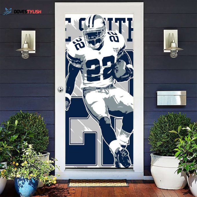 Dallas Cowboys E Smith Playing Gift For Fan 3D Full Printing Door Cover