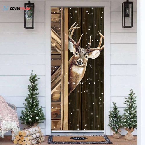 Deer Christmas Door Cover Xmas Holiday Unique Front Door Christmas Decorations For House