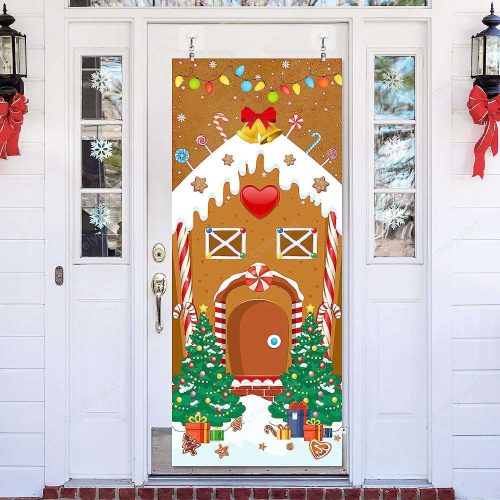 Gingerbread House Door Covers Gingerbread House Door Banners Christmas Holiday Window Door Decorations