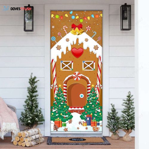 Gingerbread House Door Covers Gingerbread House Door Banners Christmas Holiday Window Door Decorations