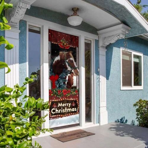 Horse Merry Christmas Door Cover Cute Christmas Door Cover Presents For Horse Lovers