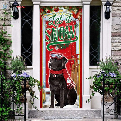 Labrador Retriever Let It Snow Door Cover Cute Christmas Door Cover Gifts For Labrador Lovers