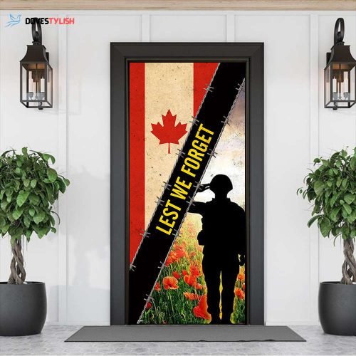 Lest We Forget Canada Flag Door Cover Honor Veteran Memorial Day Door Decoration