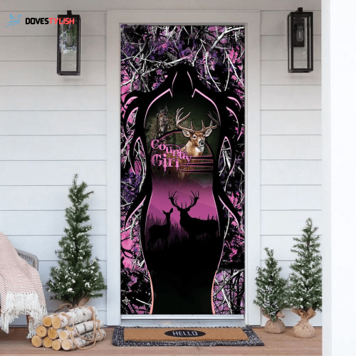 Love Deer Hunting Country Girl Christmas Door Covers – Front Door Cover Tmarc Tee