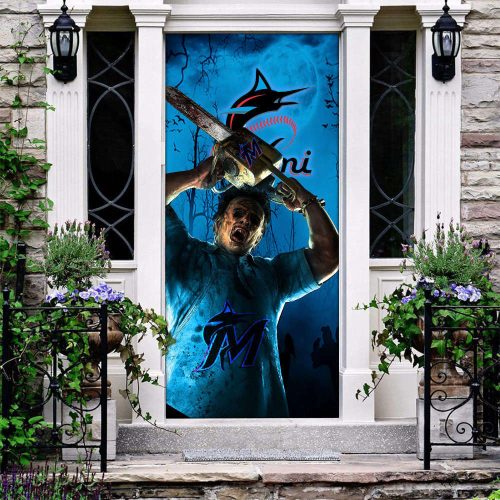 MLB Miami Marlins Door Cover Halloween Killer Leatherface