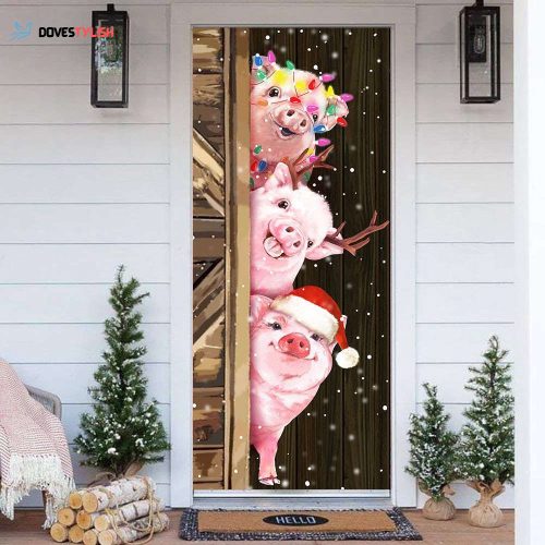 Pig Christmas Door Cover Holiday Xmas Unique Christmas Winter Front Door Decorating Ideas