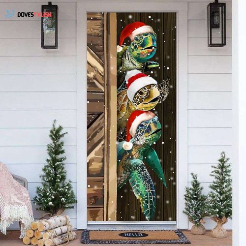 Sea Turtle Christmas Door Cover Sea Turtle Lover Christmas Holiday Home Decor Ideas