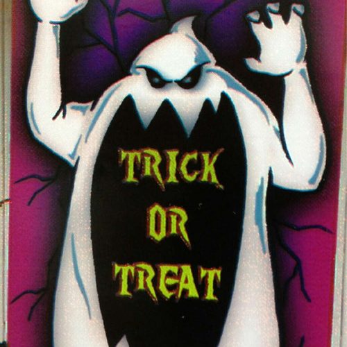 Spooky Ghost-TRICK or TREAT-DOOR COVER MURAL Halloween Party Prop Decoration-NEW