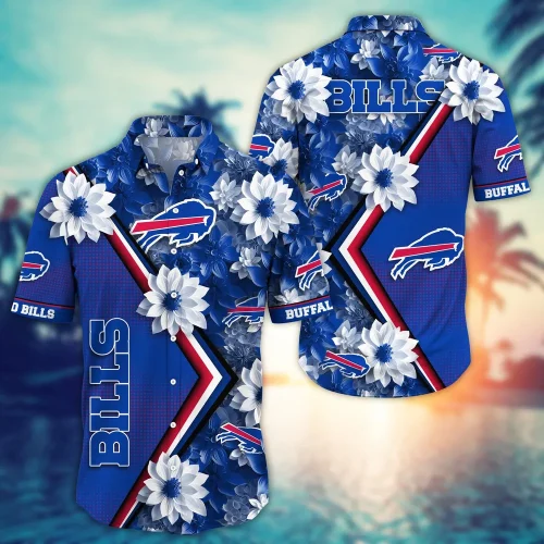 Buffalo Bills NFL Hibiscus Flowers Pink Blue Hawaiian Shirt