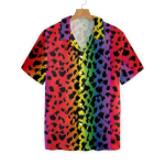 3D Shirt For Gay, Cool Leopard Skin With Rainbow Color LGBT Hawaiian Shirt