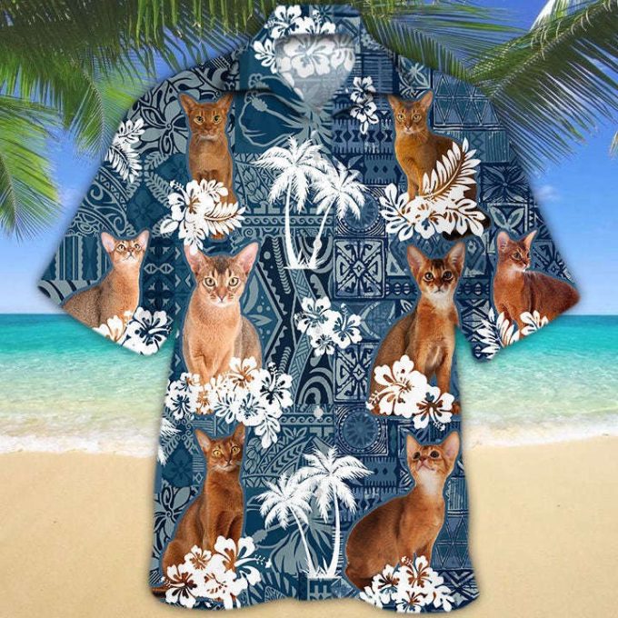 Abyssinian Hawaiian Shirt, Cat In Hawaiian Shirt, 3D Full Print Cat Hawaii Shirt, Gift For Cat Lovers