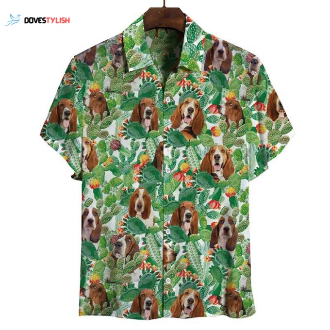 Basset Hound Hawaiian Shirt Cactus Mens Summer Shirts