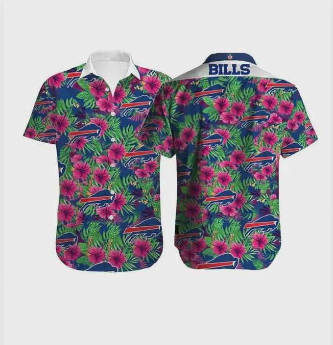 Buffalo Bills NFL Hibiscus Flowers Pink Blue Hawaiian Shirt