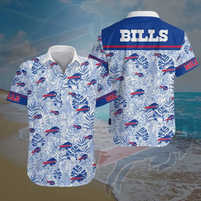 Buffalo Bills NFL Palm Leaves Blue White Hawaiian Shirt