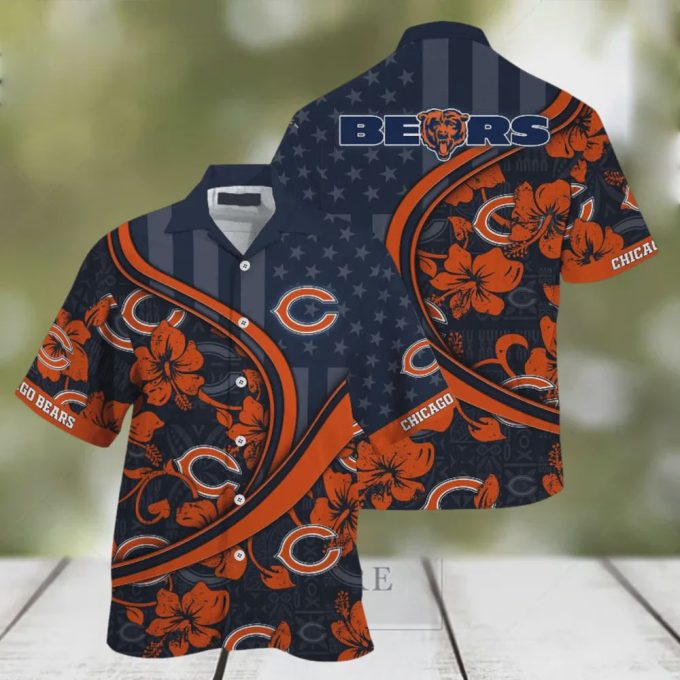 Chicago Bears NFL US Flag Aloha Pattern Hawaiian Shirt