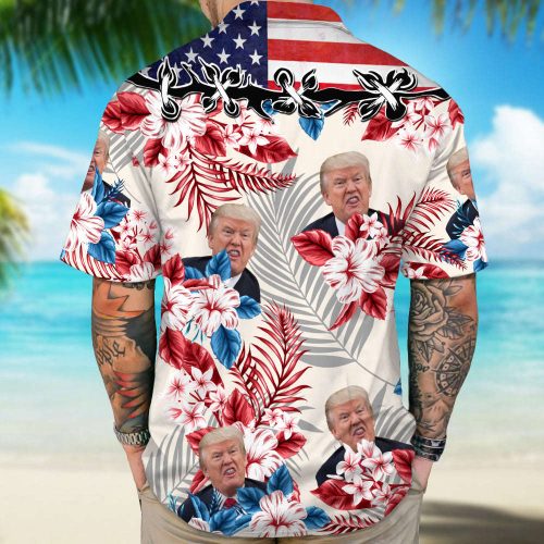 Custom Donald Trump Face Hawaii Shirt Unisex Gift Tee 2024