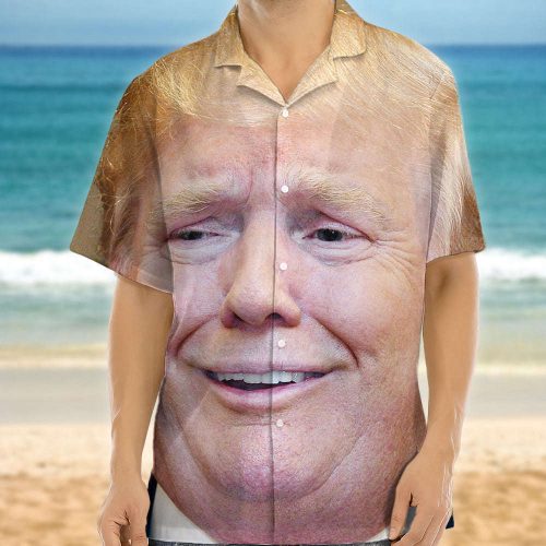 Custom Funny Donald Trump Face Hawaii Shirt Unisex Gift Tee 2024