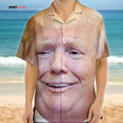 Custom Funny Donald Trump Face Hawaii Shirt Unisex Gift Tee 2024