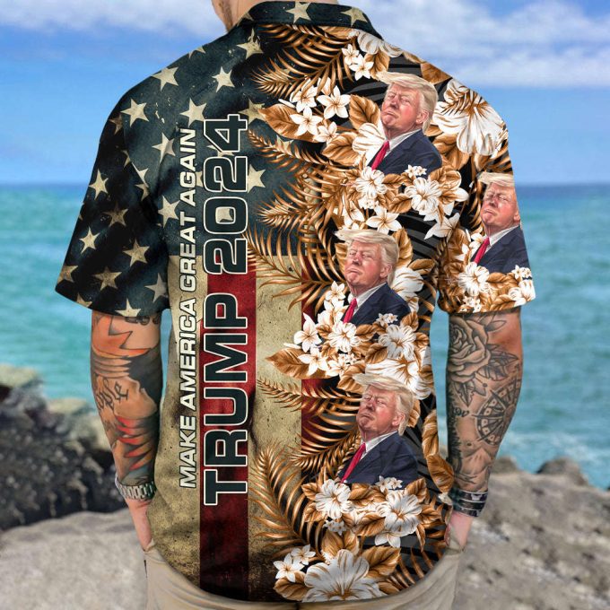 Custom Funny Photo Trump 2024 Hawaii Shirt Unisex Gift Tee 2024