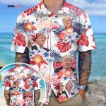 Custom Funny Trump Photo Aloha Hawaii Shirt Unisex Gift Tee 2024