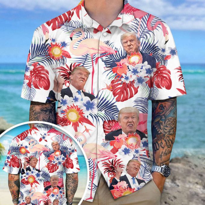 Custom Funny Trump Photo Aloha Hawaii Shirt Unisex Gift Tee 2024