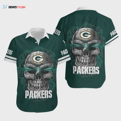 Green Bay Packers Skull Flowers Hawaiian Shirt