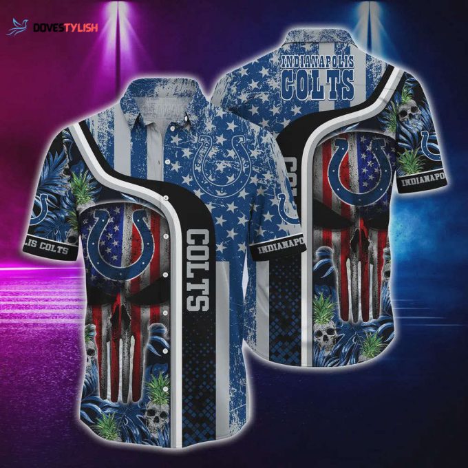 Indianapolis Colts US Flag Skull Hawaiian Shirt