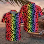 Leopard Skin Lgbt Hawaiian Shirt For Gaymer, Lesbian Hawaiian Shirt With Leopard Background