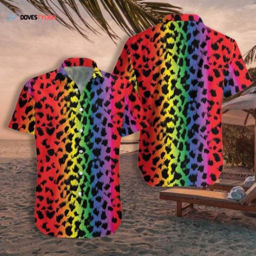 Leopard Skin Lgbt Hawaiian Shirt For Gaymer, Lesbian Hawaiian Shirt With Leopard Background