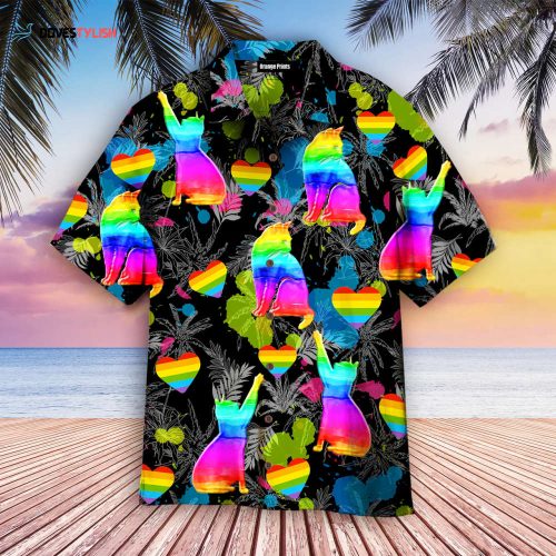 Lgbt Cat Pride Month Hawaiian Shirt, Gift For Pride Cat Lover, Cat Gaymer Hawaiian Shirt