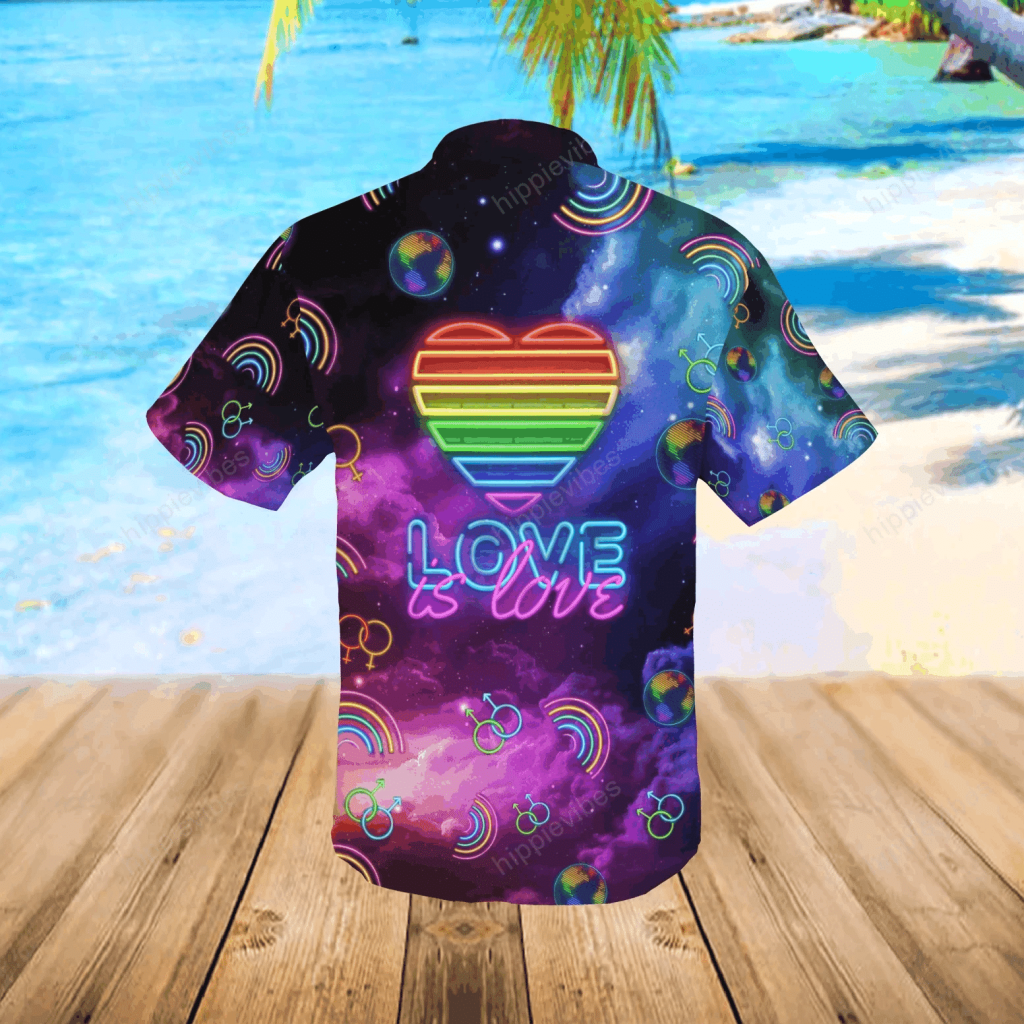 Lgbt Galaxy Love Is Love Neon Style Hawaiian Shirt