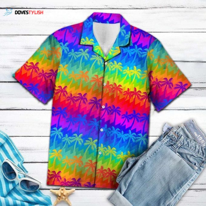 LGBT Hawaii Shirt Coconut Palm Tree LGBT Rainbow Color Hawaiian Aloha Shirt