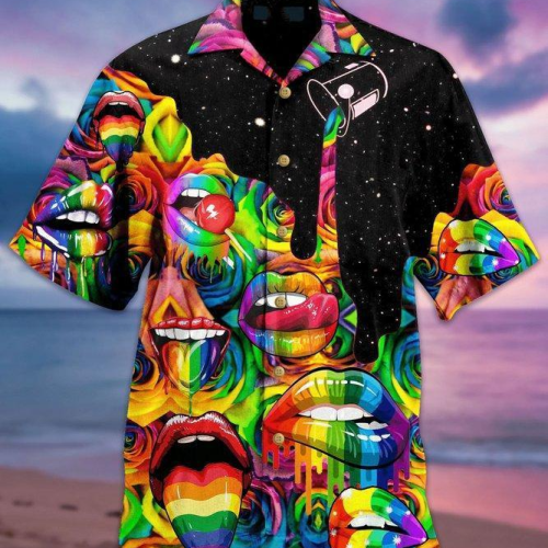 LGBT Hawaiian Shirt LGBT Rainbow Color Mouths Candy Graphic Design Hawaii Aloha Shirt