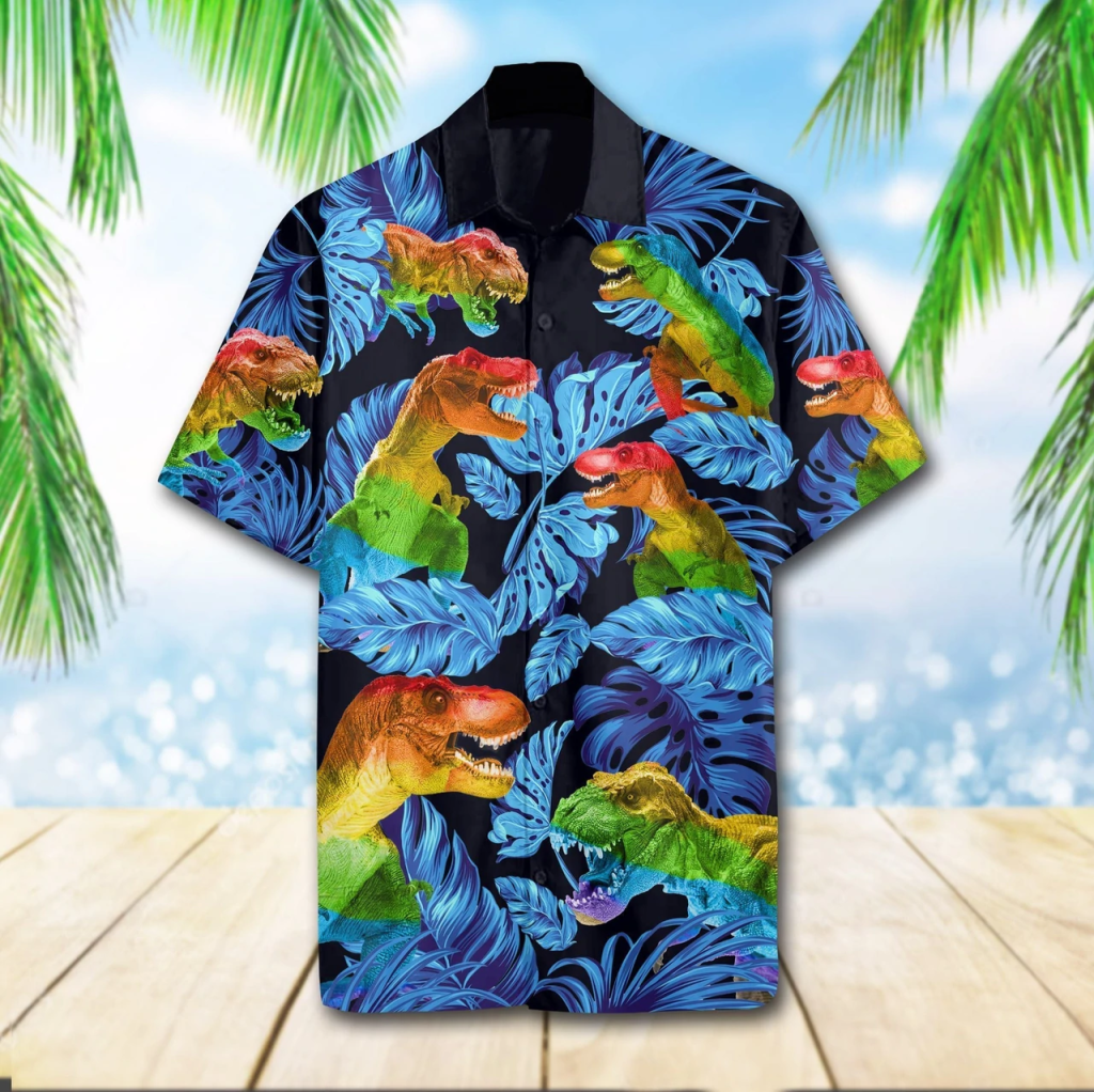 Lgbt T Rex Hawaiian Shirt For Lesbian, Gaymer Hawaiian Shirt On Pride Month