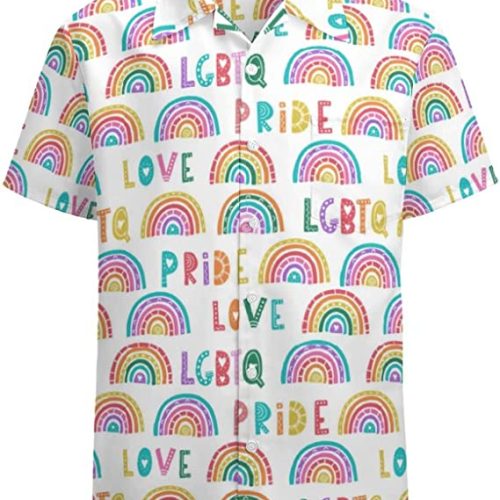 Lgbtq Hawaiian Shirt, Pride Month Rainbow Lgbt Print Summer Hawaiian Shirts Beach Shirts Gift