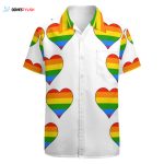 Lgbtq Rainbow Heart Gay Pride Cute Hawaiian Vintage Shirt Mens Button Down Plus Size Tropical Hawaii Beach Shirts