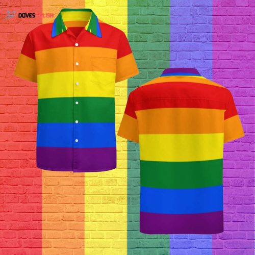 Lgbtq Rainbow Heart Gay Pride Cute Hawaiian Vintage Shirt Mens Button Down Plus Size Tropical Hawaii Beach Shirts