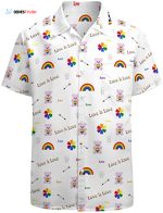 Love Is Love Hawaii T Shirt For Gay Men, Gift To Couple Gaymer, Rainbow Pride Hawaiian Shirts