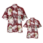 Malshi Hawaiian Shirt, Red Tribal Pattern Hawaiian Shirt For Dog Lovers