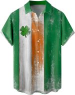 Men Button Down Shirt Short Sleeve Stretch Mens St Patricks Day Irish Hawaiian Shirt