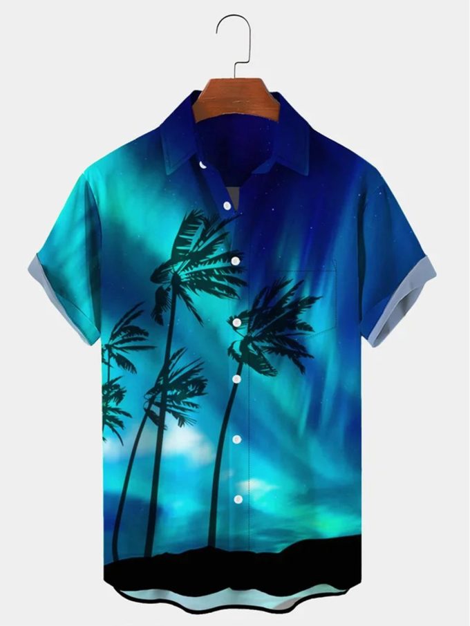 Ombre Coconut Tree Hawaiian Shirt, Beach Hawaiian Shirt, Aloha Hawaii Shirt