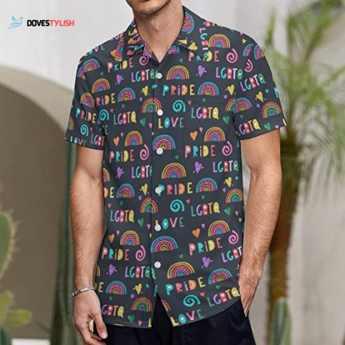 Rainbow Pineapples Tropical Leaves Custom Name Men Hawaiian Shirt For Lgbt Community