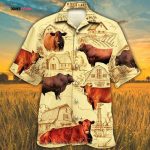 Red Angus Cattle Lovers Farm Hawaiian Shirt, Unisex Print Aloha Short Sleeve Casual Shirt, Cow Hawaiian Shirt