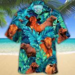 Red Angus Cattle Lovers Hawaiian Shirt, Unisex Print Aloha Short Sleeve Casual Shirt