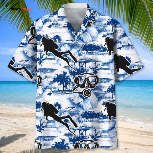 Scuba Diving Dog Tropical Hawaiian Shirt For Men And Woman, Scuba Diving 3D Full Printed Aloha Hawaiian Shirt